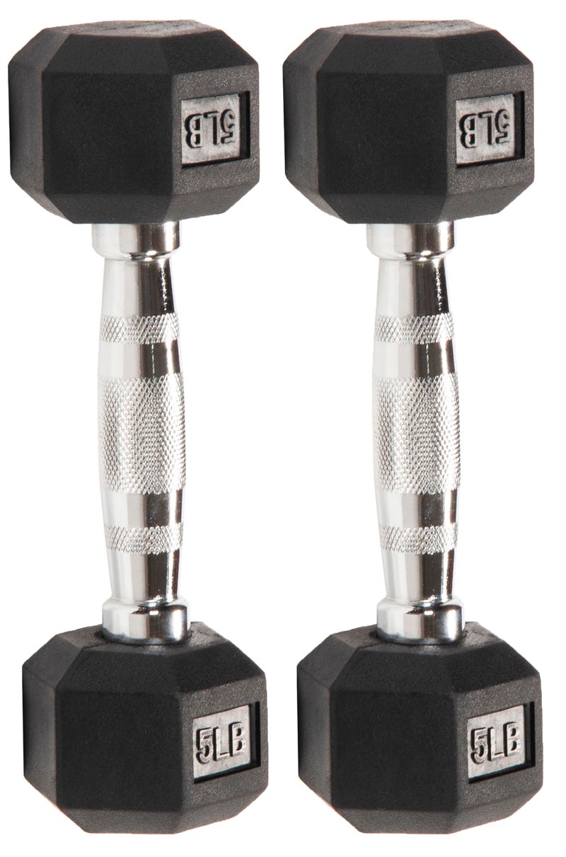 Fitvids Rubber Encased Exercise & Fitness Hex Dumbbell  Hand Weights with Anti-Slip Metal Handle for Home Gym  Multiple Sizes - Image 3
